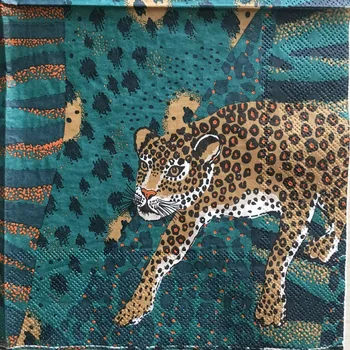 20 3-kārtu vintage galda salocīts dzīvnieku print salvetes papīra leopard zilās krāsas dekupāža kāzas, Ziemassvētku dekori galda salvetes