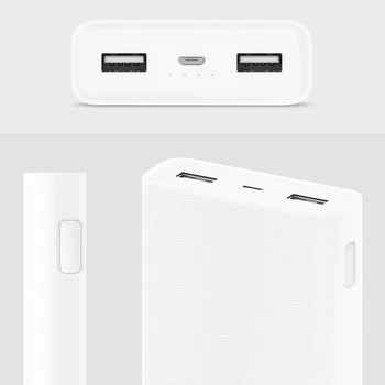 20000mAh Sākotnējā Xiaomi Power Bank 2C Portatīvo Lādētāju Atbalsta QC3.0 Dual USB Mi Ārējo Akumulatoru Banka iPad Mobilie Telefoni