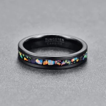 2018 jauns elegants vintage burvīgs men' s gredzenus, 4MM plats, inkrustēts opal black volframa tērauda gredzena izmērs 7-12 pārdošanā