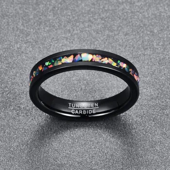 2018 jauns elegants vintage burvīgs men' s gredzenus, 4MM plats, inkrustēts opal black volframa tērauda gredzena izmērs 7-12 pārdošanā