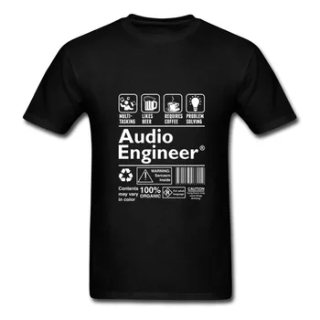 2018 Karstā pārdošanas Modes Apģērbu Audio Inženieris Vairākuzdevumu Alus Kafijas Problēma Kokvilnas funny T kreklus vīriešiem ar īsām piedurknēm Tee krekli