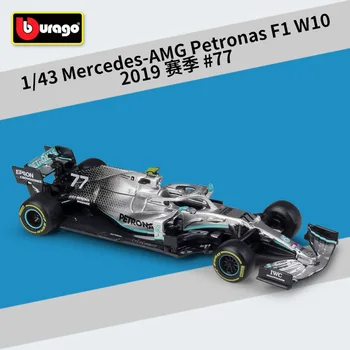 2019 Bburago 1:43 Mēroga Metāla Lējumiem F1 Auto Formulaa 1 Modelis Mercedes Benz Sacīkšu Auto W07/W10 Sakausējuma Rotaļu Automašīnu Kolekcija Mazulis Dāvanu