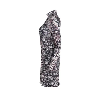 2019 Jauna Eleganta Sieviešu Bodycon Slim Pencil Kleita, čūskas ādas kleita rudens sievietes sexy garām Piedurknēm puse mini kleitas