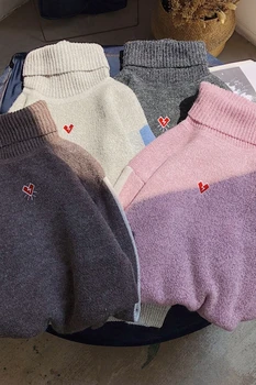 2019 Jaunu augsto kaklu džemperis korejiešu versija tendence vīriešiem un sievietēm, pāriem, silts džemperis