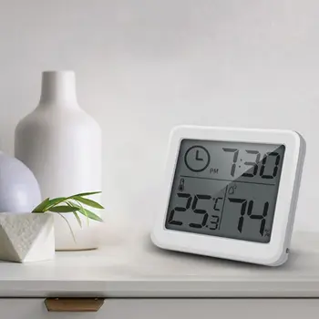 2019 Jaunu Daudzfunkciju Termometru, Higrometru, Automātiskās Elektroniskās Temperatūra Mitrums Monitors, Pulkstenis, 3.2 collu Lielu LCD