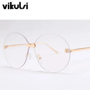 2019 Modes Lielgabarīta Apaļas Saulesbrilles par Sievietēm, Zīmolu, Dizaineru, Vintage bez apmales Saules Brilles Vīriešu, Sieviešu Slīpums Toņos UV400