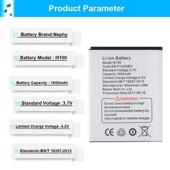 2019 Nephy Sākotnējā EB-F1A2GBU Akumulators Samsung Galaxy S2 SII S 2 II i9100 GT-I9100 i9103 i9108 i777 i9105 Krājumu Uzskaite