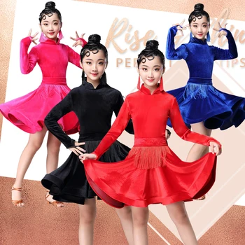 2019 rumba, samba bērniem, samba, cha cha tango svārki standarta salsas meiteņu Spandex latīņu kleitas dejas balles deju kleita