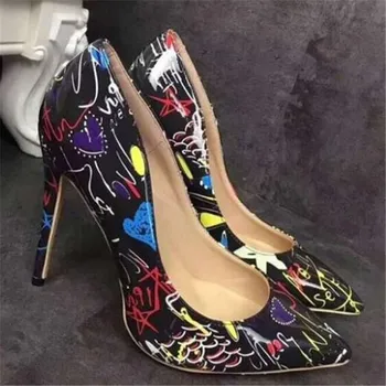 2019 Sieviešu Kurpes Norādīja Toe Sūkņi Lakādas Kleita Baltā 11,5 CM Augstiem Papēžiem Laivu Kurpes Kāzu Kurpes Zapatos Mujer