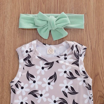 2020 0-24M Vasaras Baby Girl Apģērbu skaistu Ziedu /Cietais Kokvilnas Bodysuit Top Varavīksnes Drukas Tutu Bikses 2Colors Jauki Apģērbs, Komplekts