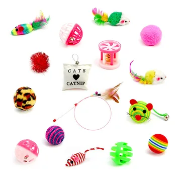 2020 16 Uds conjunto de juguetes para gatos pluma Teaser Zizli Catnip juguetes bola anillos gatos productos interactivos