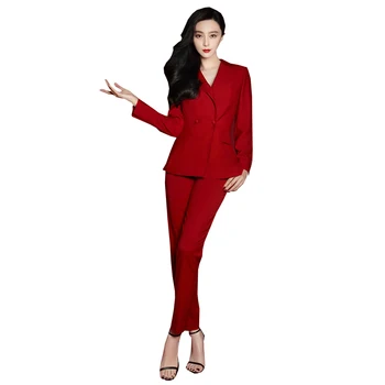 2020 Augstas Kvalitātes Modes divdaļīga Sieviešu Rudens Valkāt Jaunas Temperamentu korejas Profesionālās Valkāt Dubultā Krūtīm, Uzvalkā Elsas Uzvalki