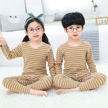 2020 Bērniem Ziemas Zēniem, Meitenēm Pidžamas Apģērbi Kopa Siltu Svītru Sleepwear Tērpi Sabiezēt Pidžamas Bērniem Meitene Drēbes Homewear