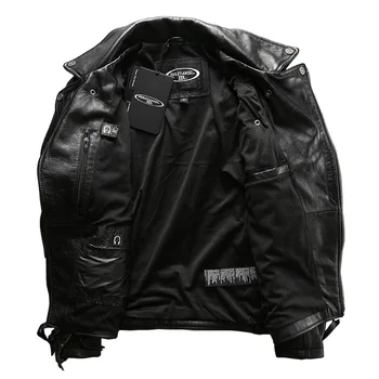 2020. gada Eiropas Lieluma Īstas Ādas Jaka Vīriešu Augstas Kvalitātes Super Biezu Pātagot Motocikla Braucējs Bomber Jacket Black Silts Mētelis