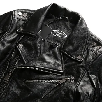 2020. gada Eiropas Lieluma Īstas Ādas Jaka Vīriešu Augstas Kvalitātes Super Biezu Pātagot Motocikla Braucējs Bomber Jacket Black Silts Mētelis