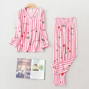 2020. Gada Pavasara Sieviešu Pidžamas Komplekts Pyjama Sievietēm Plānas Drukāšanas Pijamas Sievietēm Ar Garām Piedurknēm Gudrs Sleepwear Ikdienas Mājas Apģērba