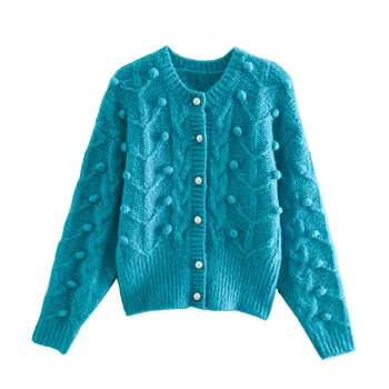 2020. gada rudenī un ziemā karstā jauns sieviešu džemperis perlamutra pogu garām piedurknēm trikotāžas jaka gadījuma modes elegants sieviešu tops