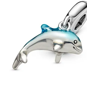 2020. gada Vasarā Jaunu 92 5 Shimmering Delfīnu Vilināt Piekariņi, Krelles fit Original 3mm Rokassprādzes Sievietēm DIY Rotaslietas