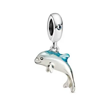 2020. gada Vasarā Jaunu 92 5 Shimmering Delfīnu Vilināt Piekariņi, Krelles fit Original 3mm Rokassprādzes Sievietēm DIY Rotaslietas