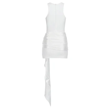 2020. gada Vasarā Jaunu Sieviešu Balta Sexy Piedurknēm O-veida Kakla Loku Pārsējs Bodycon Kleita Slavenība Kluba Puses Mini Kleita Vestidos