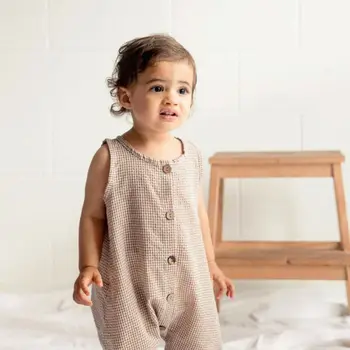 2020. gadam Infant Baby Romper Jaundzimušo Bērnu Drēbes, Meitene BoySleeveless Pleds Veste Kombinezonus Jumpsuit Kopumā Bikses Vasaras Apģērbs no 0-18M