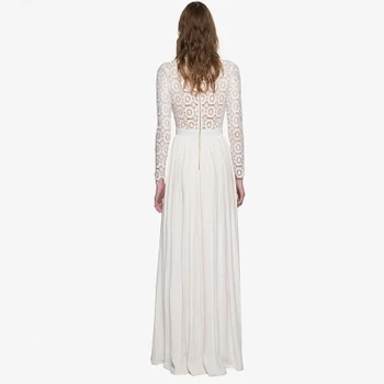 2021new ierodas ar garām piedurknēm baltā mežģīņu sieviešu garā ikdienas Kleita pavasara skrejceļa dizainers puse kleitas maxi kleita
