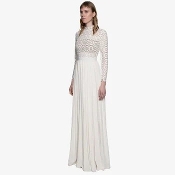 2021new ierodas ar garām piedurknēm baltā mežģīņu sieviešu garā ikdienas Kleita pavasara skrejceļa dizainers puse kleitas maxi kleita