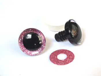 20pcs 12mm/14mm/16mm/20mm/25mm skaidrs, trapecveida plastmasas drošības rotaļlietu acis + glitter Neaustie materiāli -Var izvēlēties izmēru un krāsu