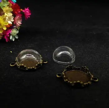 20pcs 15mm mix krāsu puslodē skaidrs pusē apaļa pudele Stikla kupola segumu ziedu bāze, renes, stikla pudelīti, kulons, kaklarota, piederumu,