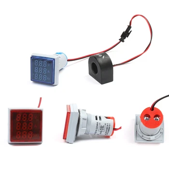 22mm Digitālo 3in1 Sprieguma Indikators AC Ammeter Voltmetrs Hz Strāva LED Metru Testeri signālgaismas AC 60-500V krāsains biežums