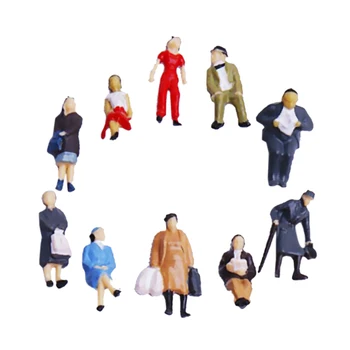 24pcs Krāsotas Cilvēki Skaitļi Modelis DIY Vilcienu Izkārtojums, Ēkas, Parks Accs HO