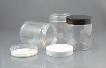 250g skaidrs, PET Ādas Kopšanas Krēms Jar 250ml caurspīdīgas Plastmasas Uzglabāšanas Skaidrs, Konteiners PET Cookie Jar ar melnu/balta/caurspīdīga vāks