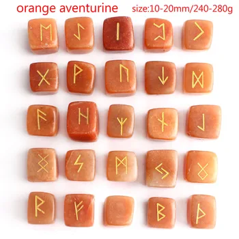 25Pcs Dabas Apelsīnu Aventurine Kristāla Rune Laukumā Rūnu Akmens Zīlēšana zīlēšana Sadzīšana Meditācijas Dāvanu Kolekcija