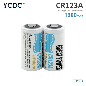 2gab Augstas kvalitātes K123A, VL123A CR123 5018LC, SF123A 3 V Li-jonu Baterija CR123A CR17345 EL123A 1300mAh Fotokameras Metri