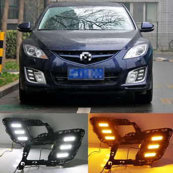 2gab LED dienas gaitas lukturi Dienas Gaismas lukturi dienas gaismas priekšējo miglas lukturu vāks auto-Stils par Mazda 6 Mazda6 2008 2009 2010