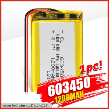2GAB Li polimēru uzlādējams akumulators 3,7 V 603450 Litija polimēru bateriju 1200mAh MP3 MP4, GPS DVD, LED Gaismas PSP
