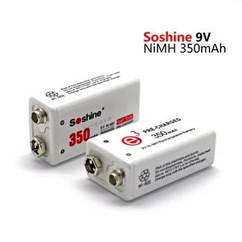 2GAB Soshine Ni-MH 9V 350mAh uzlādējams akumulators 9V Ni-MH Akumulatoru