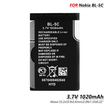 3.7 V 1020mAh Litija akumulators BL-5C, BL 5C BL5C tālruņa akumulatora Nokia 1000 1010 1108 1110 1112 1116 E50, E60 N70 N71 N72 6680 2112 6267