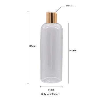300ml Tukšs Apaļas Plastmasas Pudeles Konteineros Zelta Nospiediet Klp Šampūns Mazgāšanai un Tīrīšanai Iepakojuma Pudeles Alumīnija Disku Augšējo Vāku