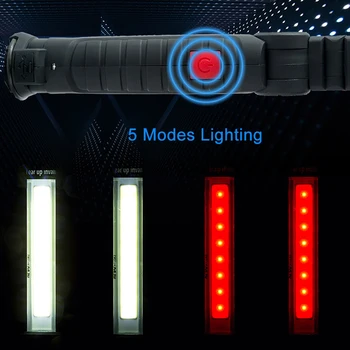3800LM Salokāms COB Darbi Gaismas Pārnēsājams LED Lukturītis USB Uzlādes Laternu Magnētu Pārbaude Āķis Lampas Iebūvēts Akumulators Sarkana
