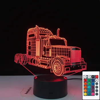 3D-3170 Super Truck Tēma 3D Lampas LED nakts apgaismojums 7 Krāsas Maiņa Pieskarieties Garastāvokļa Lampa Ziemassvētku dāvana