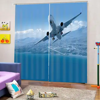 3D Aizkaru Modes Pielāgota Debesis Mākoņi Lidmašīnas Aizkari Guļamistabai Pielāgotu Jebkura Izmēra Aizkaru Blackout Audums