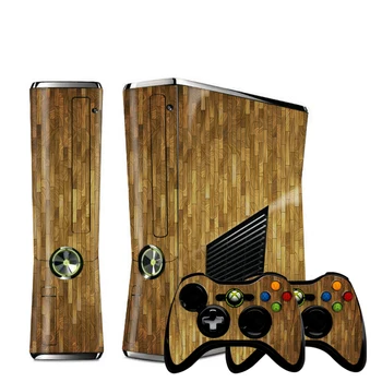 3D Brūnu Koka Pasūtījuma Vinila Konsoles Vāks Microsoft Xbox 360 SLIM Ādas Uzlīmes Kontrolieris Aizsargcimdus XBOX360 S
