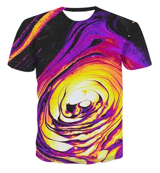 3D dinamiskais drukāšanas ģeometriskā radošās dizaina modelis krāsu elpojošs vasaras top psychedelic vertigo T-krekls tendence pāris