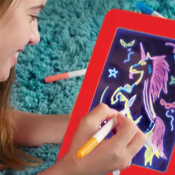 3D Gaismas Up Magic Pad LED ar Pildspalvu, Otu, Bērniem Kuģa Rakstīšanai Plastmasas Radošās Mākslas Burvju Kuģa Starpliktuvē Izglītības Bērniem