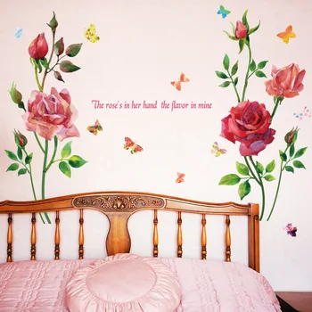3D Jaunas Rožu Poney Ziedu Uzlīme, Sienas Uzlīmes Bērnu Istaba, Guļamistaba, Dzīvojamā Istaba Dekoratīvās Uzlīmes PVC Sienas Uzlīmes Meitenes Istaba