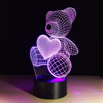 3D Krāsu Mainās Garastāvoklis Lampas Dzīvnieku Gudrs lācīti Bulbing Gaismas USB Mīlestība Lācis Gaismas Lelle Jauki Dāvanas Bērniem Draugiem Meitene