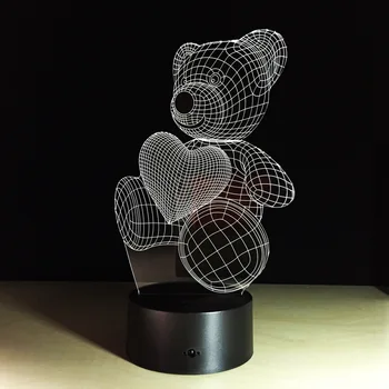 3D Krāsu Mainās Garastāvoklis Lampas Dzīvnieku Gudrs lācīti Bulbing Gaismas USB Mīlestība Lācis Gaismas Lelle Jauki Dāvanas Bērniem Draugiem Meitene