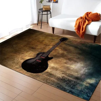 3D paklāju ģitāra galvaskausa lielu paklāju mājas dekorēšana guļamistaba paklājos, lai dzīvojamā istaba bērniem soft play mat salons, mīksts paklājs pasūtījuma