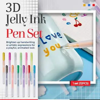 3D Spīdīgs Želejveida Tintes Pildspalvu Sods-Gēla Pildspalvu Papildu Birojs-Piegādes Dāvanu Paraksts Reklāmas Quick-Dry Skolas Šķidruma Birojs Fast-Sausā Rakstu